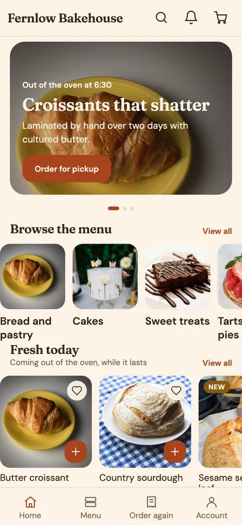 Bakehouse theme home screen