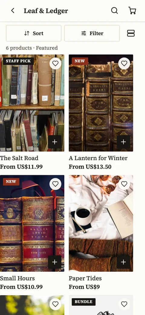 Folio theme collection screen