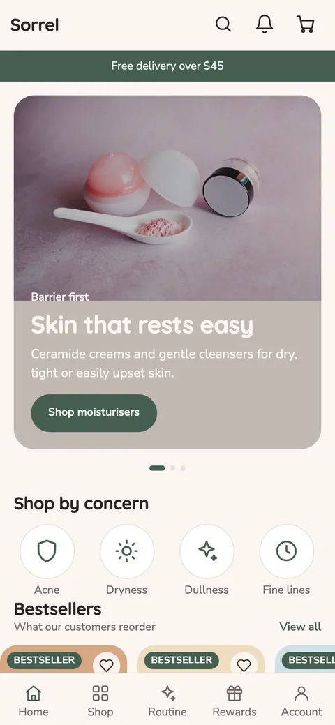 Glow theme home screen