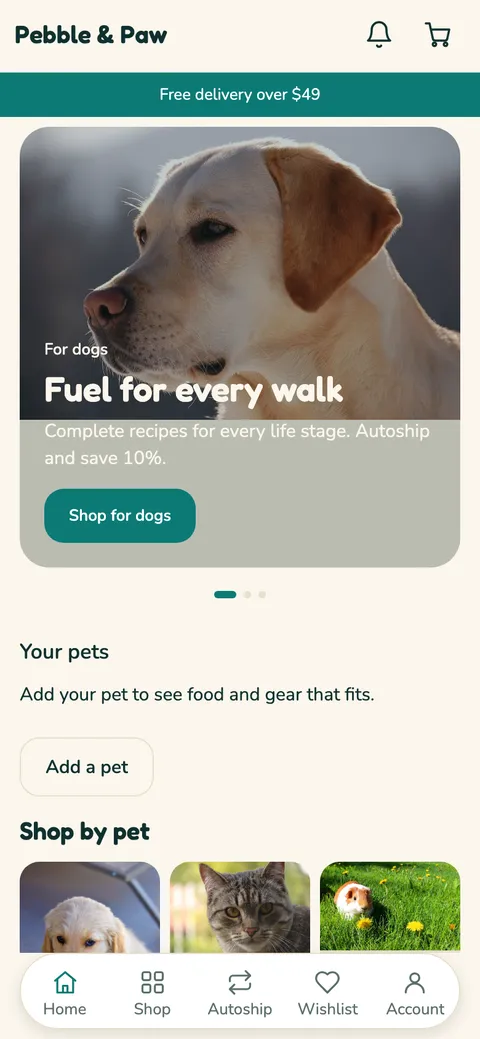 Pawsome theme home screen
